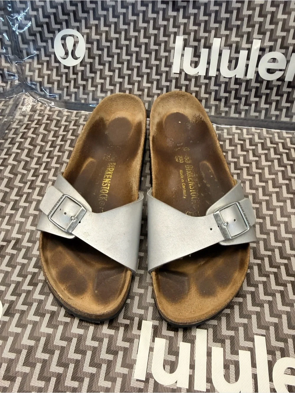 Birkenstock Silver Single Strap Sandals